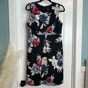 Taylor for A Pea in the Pod Black Floral Print Sleeveless‎ Dress. Size Medium.